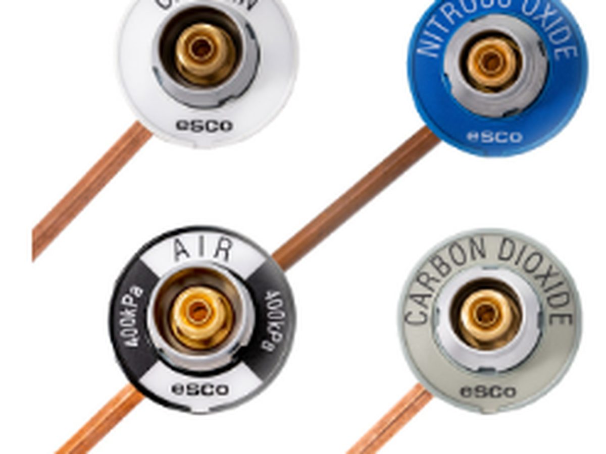 Medical gas outlets for oxygen, nitrous oxide, air and CO2